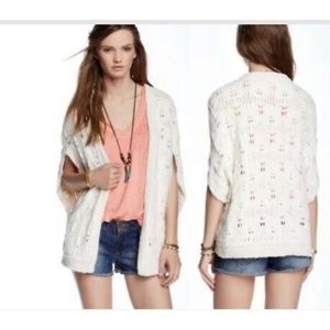 Free people ivory knit cape sleeveless cardigan